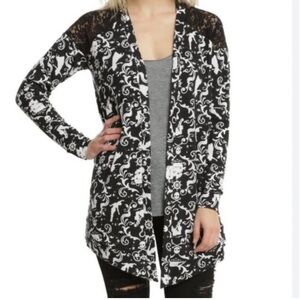 Disney Peter Pan Cardigan Black White Junior Size L Women’s M